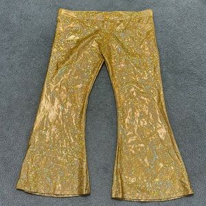 Piedmont Boutique Gold Shimmery Disco costume Flare Pants made in USA